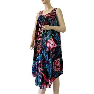 Blush Women's Multicolored Floral Sleeveless Tunic Midi Dress One size " NWT"